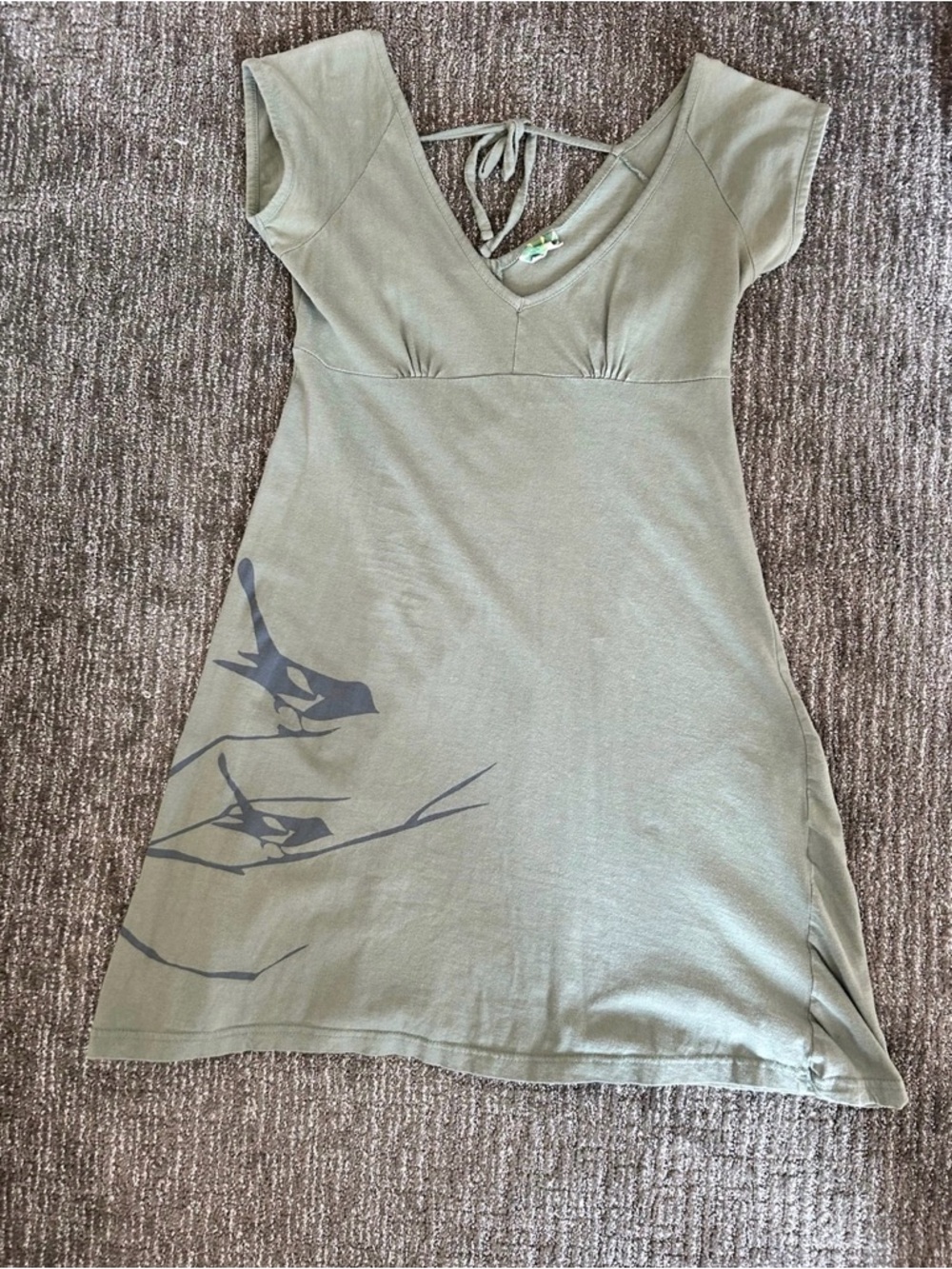 Green Dress with Bird Design